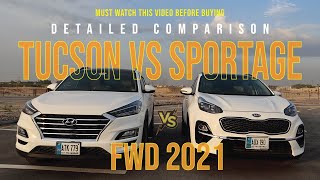 Hyundai Tucson vs Kia Sportage  Detail Comparison  FWD 2021 Price Specs [upl. by Llednav565]