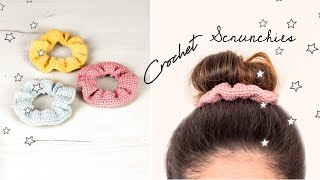 HOW TO MAKE CROCHET SCRUNCHIES  DIY  TUTORIAL STEPBYSTEP FOR BEGINNERS [upl. by Tigirb885]