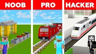 Minecraft NOOB vs PRO vs HACKER TRAIN STATION CHALLENGE in minecraft  Animation [upl. by Serafina]