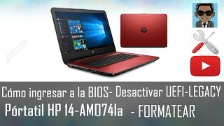 Cómo ingresar a la BIOS Pórtatil HP 14 para FORMATEAR Fácil amp Rápido Cómo BOOTEAR [upl. by Haleak]