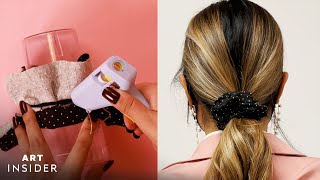 How To DIY NoSew Scrunchies With Hot Glue [upl. by Noivert]