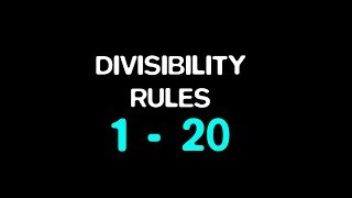 Divisibility Rules 1 to 20 [upl. by Yenahc]