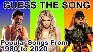 Guess The Song From 1980 to 2020  Guess The Popular Songs Music Quiz  Guess The Song Challenge [upl. by Aber]