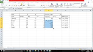 calcul moyennes avec coefficients avec excel [upl. by Annoyik]