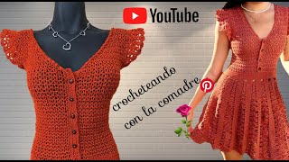 Tutorial Vestido COMPLETO ✨PrimaveraVerano✨ a crochet Crocheteando con la Comadre [upl. by Janella]