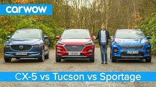 Mazda CX5 v Hyundai Tucson v Kia Sportage  which is the best affordable SUV [upl. by Navi]