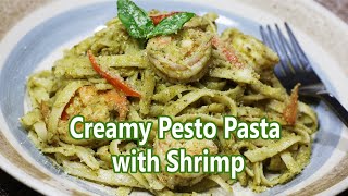 Creamy Pesto Pasta with Shrimp  Pesto Pasta Recipe [upl. by Ahsienad453]