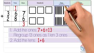 3digit addition regroup ones and tens Grade 2 [upl. by Annahtur]