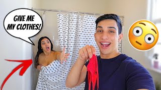 STEALING MY GIRLFRIENDS CLOTHES WHILE SHE SHOWERS Hilarious [upl. by Siriso571]