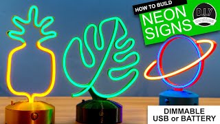 How To Make DESKTOP NEON SIGNS  3D Printable Battery or USB powered amp Dimmable [upl. by Ellenoj]