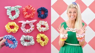 How to make SCRUNCHIES  any size  with a tie EASY [upl. by Ynnavoeg503]