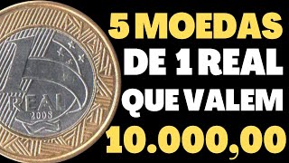 5 MOEDAS DE 1 REAL QUE VALEM 1000000 [upl. by Clabo66]