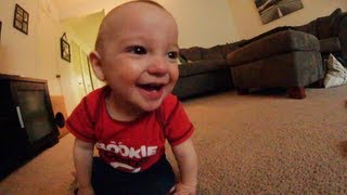 Baby Laughs Hysterically At Dad Throwing Toys [upl. by Harrod244]