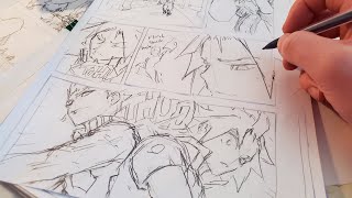 Sketching Full Manga Page  Anime Manga Drawing [upl. by Enelrahc]