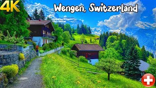 Wengen Switzerland walking tour 4K  The most beautiful Swiss villages  Charming village [upl. by Mariellen]