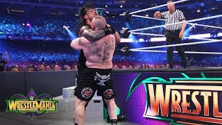 Brock Lesnar brutalizes Roman Reigns in a shocking display of force WrestleMania 34 WWE Network [upl. by Notsirb54]