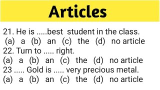 Articles  A An The  Articles in English Grammar Articles Practice Set [upl. by Llain953]