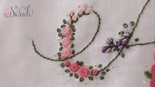 How to embroider a Bullion Stitch Rosebud and Rose  Detailed visuals and concise tutorial [upl. by Anaimad]