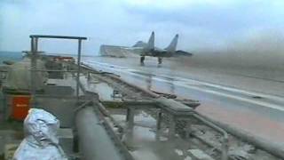 MiG29K  Landing and Taking Off of Aircraft Carrier Admiral Kuznetsov [upl. by Denny]