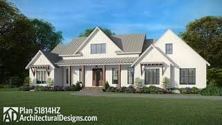 3Bed Modern Farmhouse House Plan 51814HZ Tour amp Walkthru ADHousePlans 2500 Sq Ft Farmhouse Plan [upl. by Shelly]