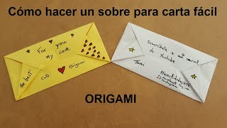 💌  SOBRE  💌 para CARTA FACIL ✅  Origami PASO A PASO [upl. by Codel]