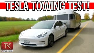 Towing with a Tesla Model 3 Are We Crazy Testing the Range and Power While Towing an Airstream [upl. by Anenahs]