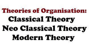 01 What is theory of organisation  Classical theory  Neo classical theory  Modern Theory [upl. by Enila]