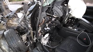 Fatal WrongWay HeadOn Vehicle Crash  Body Entrapped In Wreckage Of Car  Close Up Video At End [upl. by Ashbey]