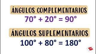 Angulos complementarios y suplementarios  DEFINICIÓN Y EJEMPLOS [upl. by Marnia]