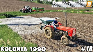 Spreading lime cultivation sowing soybeans planting potatoes  Kolonia 1990  FS 19  ep 10 [upl. by Quackenbush]