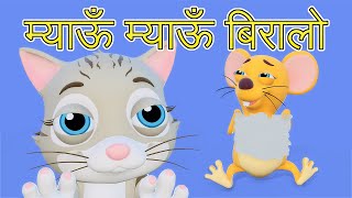 Meow Meow Biralo  Myau Myau Biralo  Nepali Rhymes for Kids  बाल गीत  म्याऊँ म्याऊँ बिरालो [upl. by Enajaras]