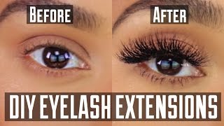 DIY PERMANENT AT HOME EYELASH EXTENSION APPLICATION [upl. by Philbert]