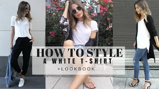 How To Style  A Basic White TShirt  LOOK BOOK [upl. by Milton]