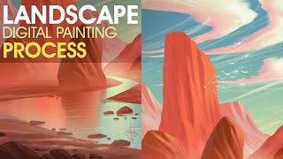 Landscape Digital Painting For Beginners  Photoshop Art Tutorial  From Sketch To Final Image [upl. by Janessa]