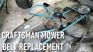 QUICK FIX Craftsman riding mower belt replacement and deck leveling [upl. by Herzen]