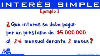 Interés simple  Ejemplo 1 [upl. by Aerdma]