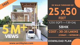 2550 House Design 3D  1250 Sqft  139 Gaj  5 BHK  Modern Design  Terrace Garden  8x15 Meters [upl. by Kulsrud831]