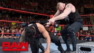 Brock Lesnar brutalizes injured Roman Reigns Raw March 26 2018 [upl. by Michelle742]