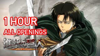 1 HOUR Shingeki no Kyojin All Openings 16  Season 1 to Season 4 [upl. by Gobert315]