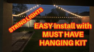 EASY String Light Install with must have Wire Hanging Kit [upl. by Pincas]