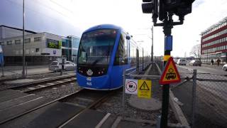 Sweden Solna tram passing by [upl. by Llerrad625]