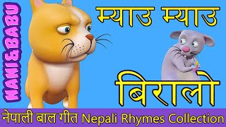 Meow Meow Biralo  Myau Myau Biralo  Nepali Rhymes Collection  लोक प्रिय नेपाली बाल गीत [upl. by Hutson]