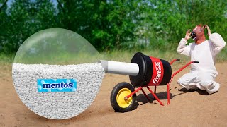 EXPERIMENT Coca Cola and Mentos in to GIANT Balloon [upl. by Yadnus832]