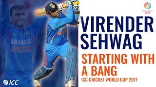 Virender Sehwag Five matches five firstball boundaries  Cricket World Cup 2011 [upl. by Isteb]