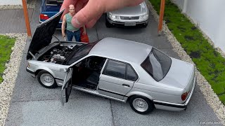 118 BMW 730i E32 1987 silver  Minichamps Unboxing [upl. by Damicke]