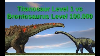 Titanosaur lvl 1 vs Brontosaurus lvl 100000  ARK Survival Evolved  Cantex [upl. by Cirded]