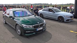 Alpina BMW B7 BiTurbo vs C63S AMG vs Audi RS6 Avant [upl. by Aivatnuahs]