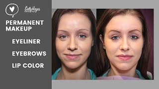 Permanent Makeup Before and After Eyeliner Eyebrows and Lip Color demo [upl. by Delwyn354]