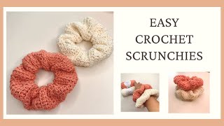 EASY CROCHET SCRUNCHIES  CROCHET BY BEV [upl. by Tiffa]