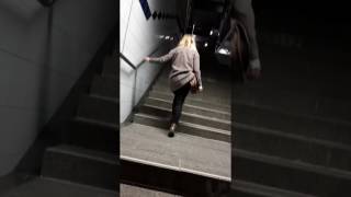 Drunk Blond Girl Leaves the Club After Lots of Vodka Shots [upl. by Tarsuss]